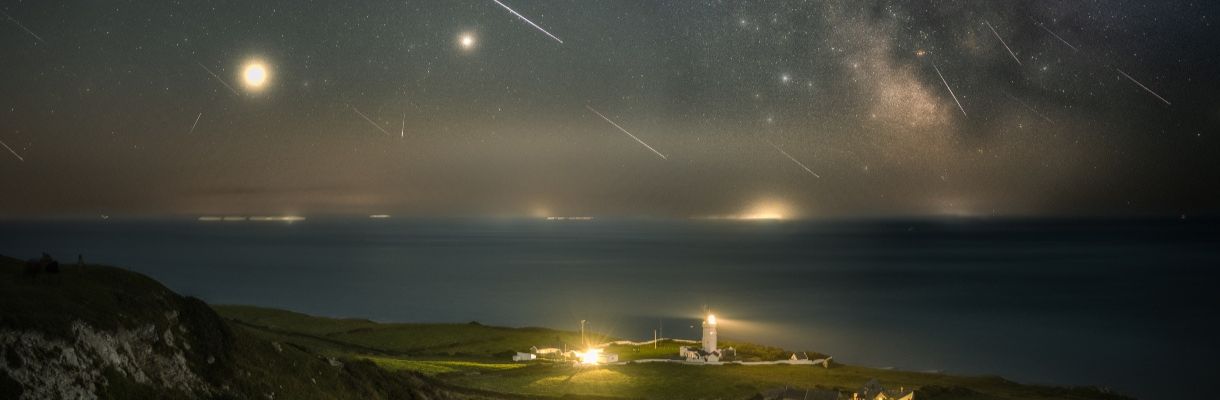 Night skies over St Catherine's Lighthouse, Isle of Wight